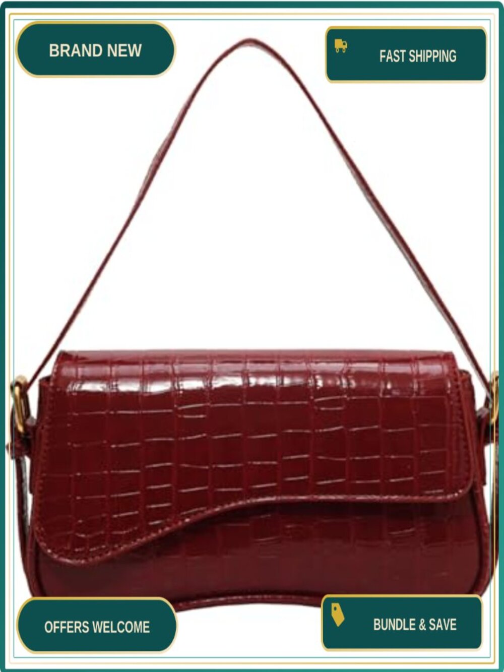 PU Leather Hobo Shoulder Bag for Women Trendy Adjustable Strap Saddle Purse